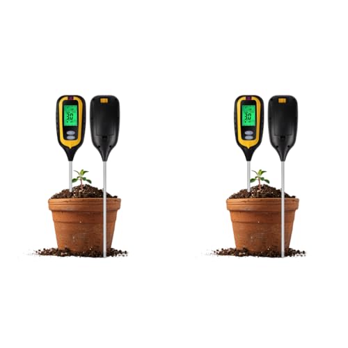 Serplex® 6 in 1 Soil Moisture PH Light Temp Fertility Tester Air Humidity Monitor Digital Meter for Flowers Potted Plants Gardens Battery Not Included 2 PCS Serplex® 6 in 1 Soil Moisture PH Light Temp Fertility Tester Air Humidity Monitor Digital Meter for Flowers Potted Plants Gardens Battery Not Included 2 PCS